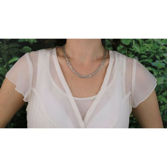 Sterling Silver Multi 7 Strand Twist Chain Necklace 18 inch chain 14 mm wide - Picture 3 of 7